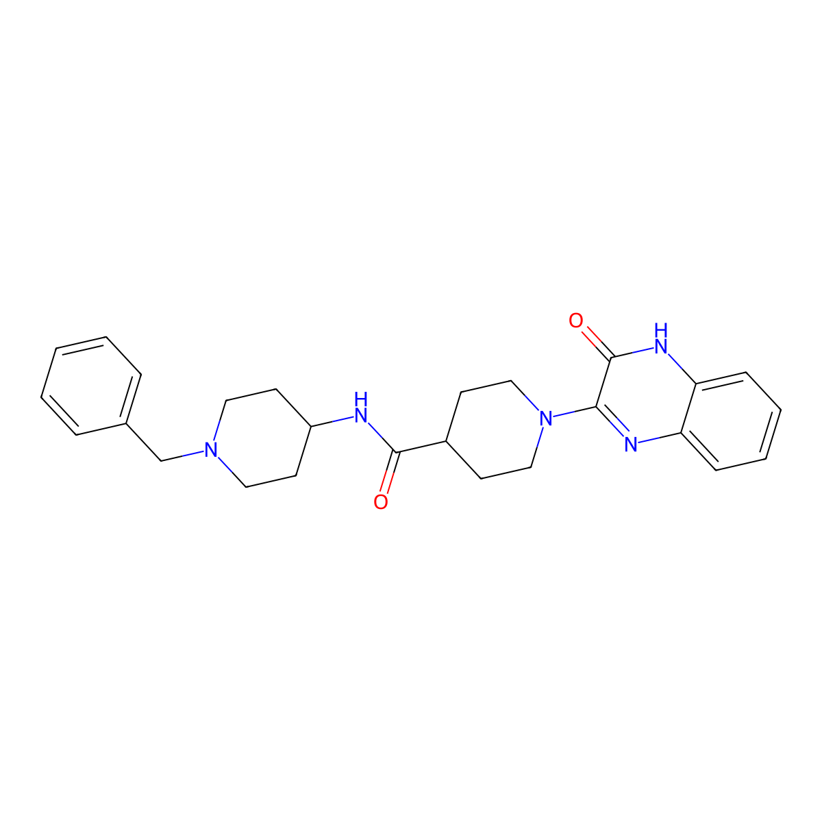 N-(1-benzylpiperidin-4-yl)-1-(3-oxo-3,4-dihydroquinoxalin-2-yl)piperidine-4-carboxamide molecular structure, CAS 1207011-96-8