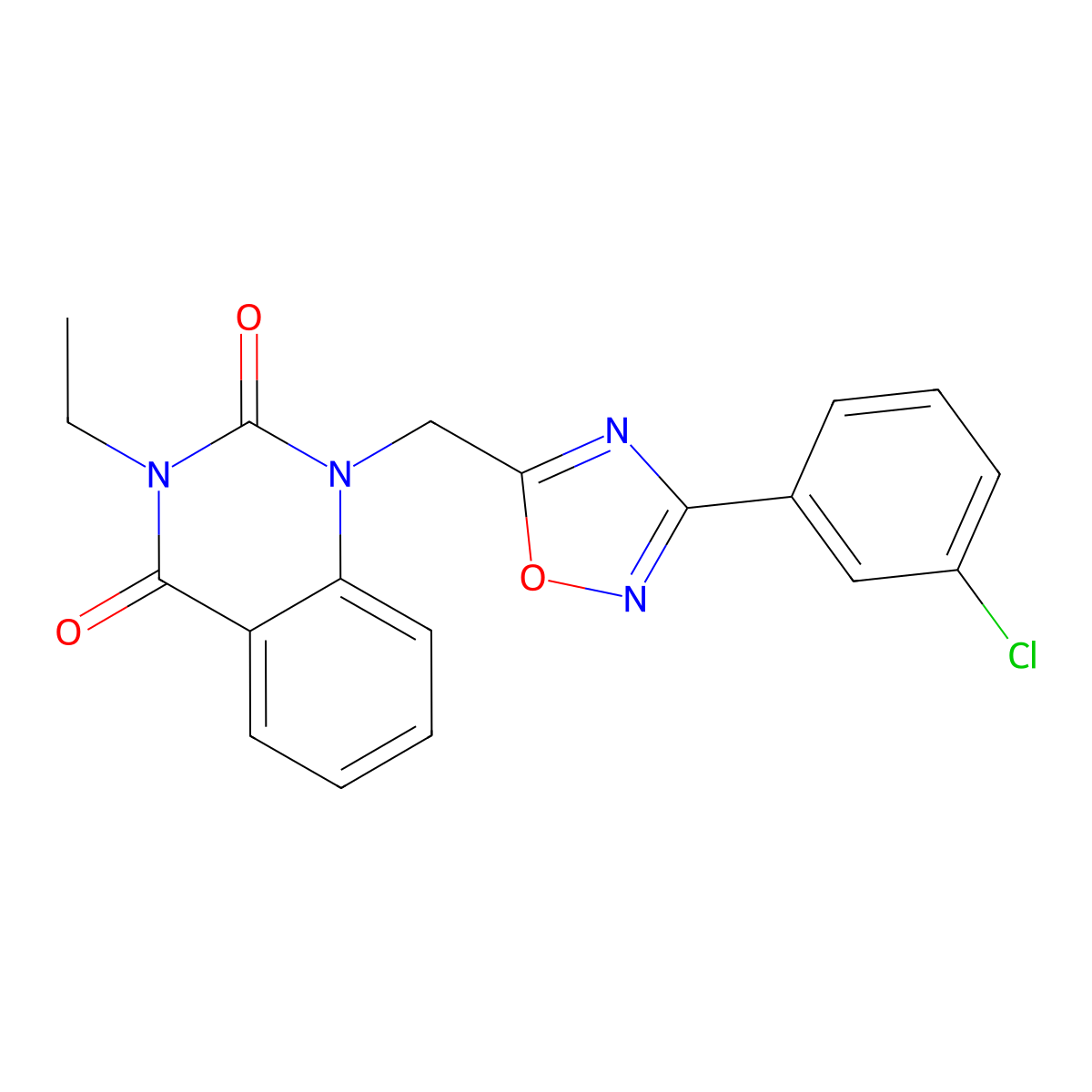 1-((3-(3-chlorophenyl)-1,2,4-oxadiazol-5-yl)methyl)-3-ethylquinazoline-2,4(1H,3H)-dione molecular structure, CAS 1207011-99-1