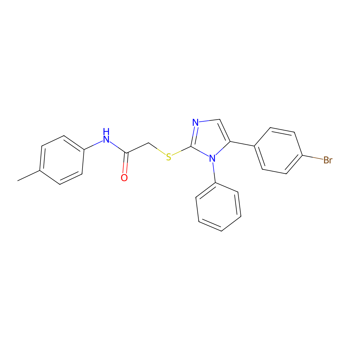 2-((5-(4-bromophenyl)-1-phenyl-1H-imidazol-2-yl)thio)-N-(p-tolyl)acetamide molecular structure, CAS 1207012-01-8