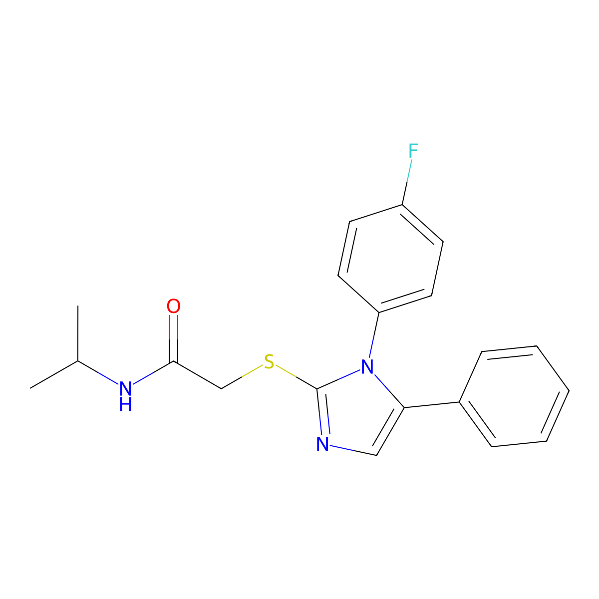 2-((1-(4-fluorophenyl)-5-phenyl-1H-imidazol-2-yl)thio)-N-isopropylacetamide molecular structure, CAS 1207012-02-9