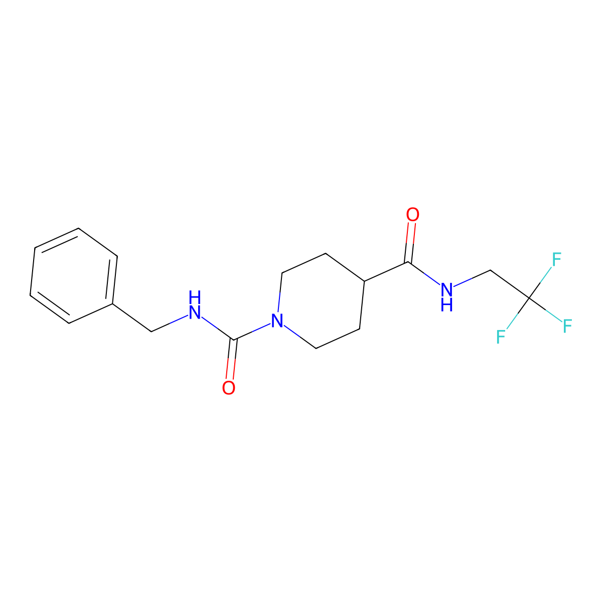 N1-benzyl-N4-(2,2,2-trifluoroethyl)piperidine-1,4-dicarboxamide molecular structure, CAS 1207012-11-0