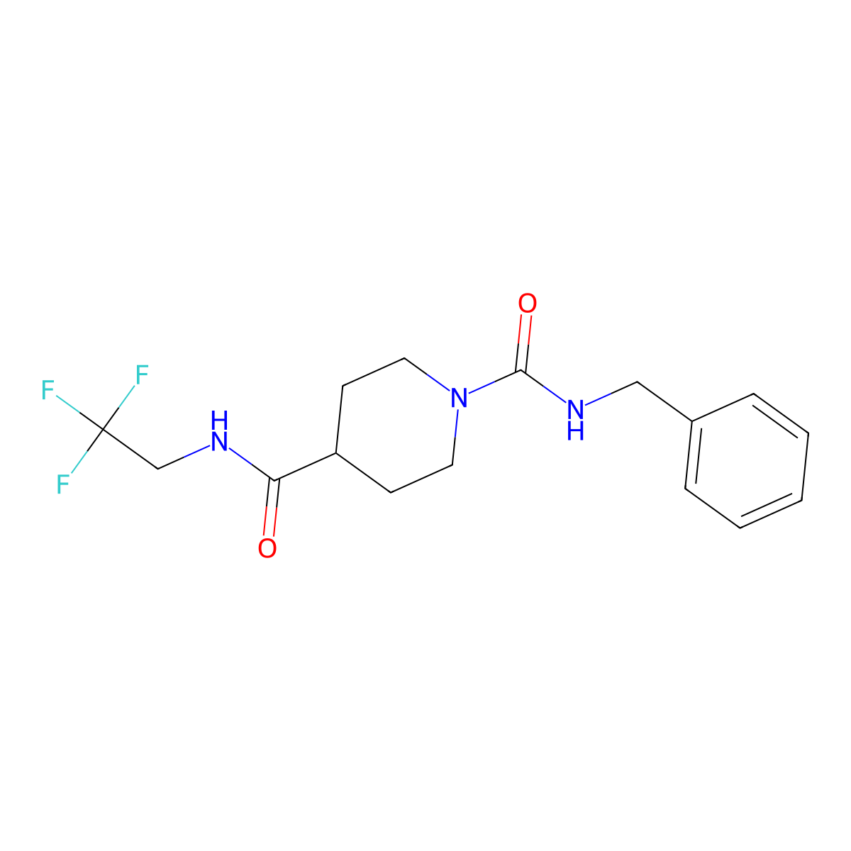 N1-benzyl-N4-(2,2,2-trifluoroethyl)piperidine-1,4-dicarboxamide molecular structure, CAS 1207012-11-0