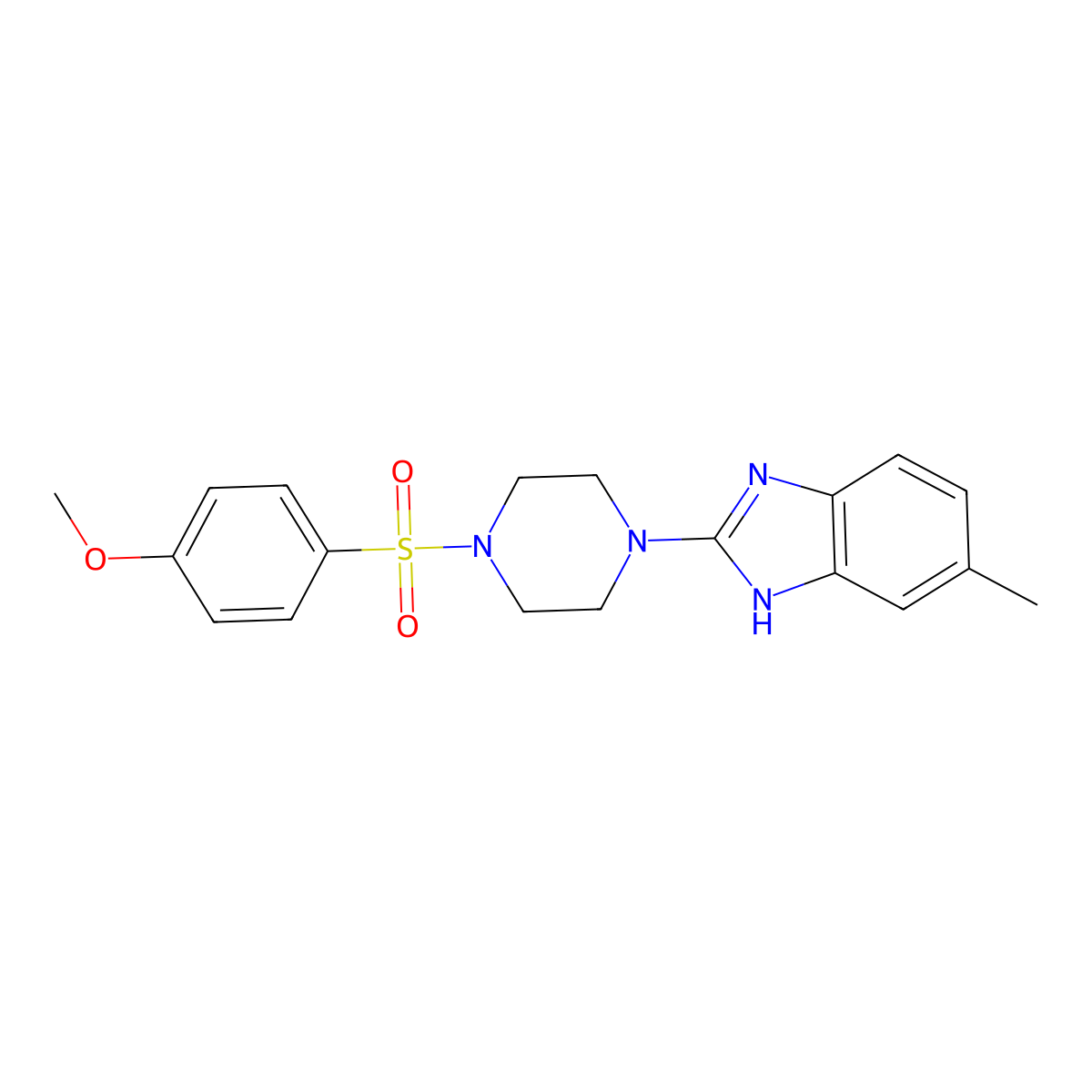 2-(4-((4-methoxyphenyl)sulfonyl)piperazin-1-yl)-5-methyl-1H-benzo[d]imidazole molecular structure, CAS 1207012-12-1