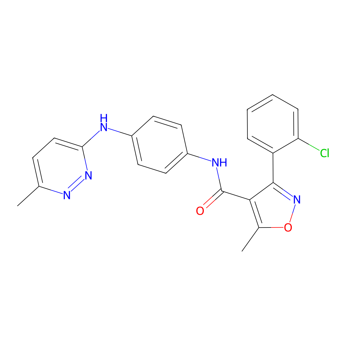 3-(2-chlorophenyl)-5-methyl-N-(4-((6-methylpyridazin-3-yl)amino)phenyl)isoxazole-4-carboxamide molecular structure, CAS 1207012-13-2