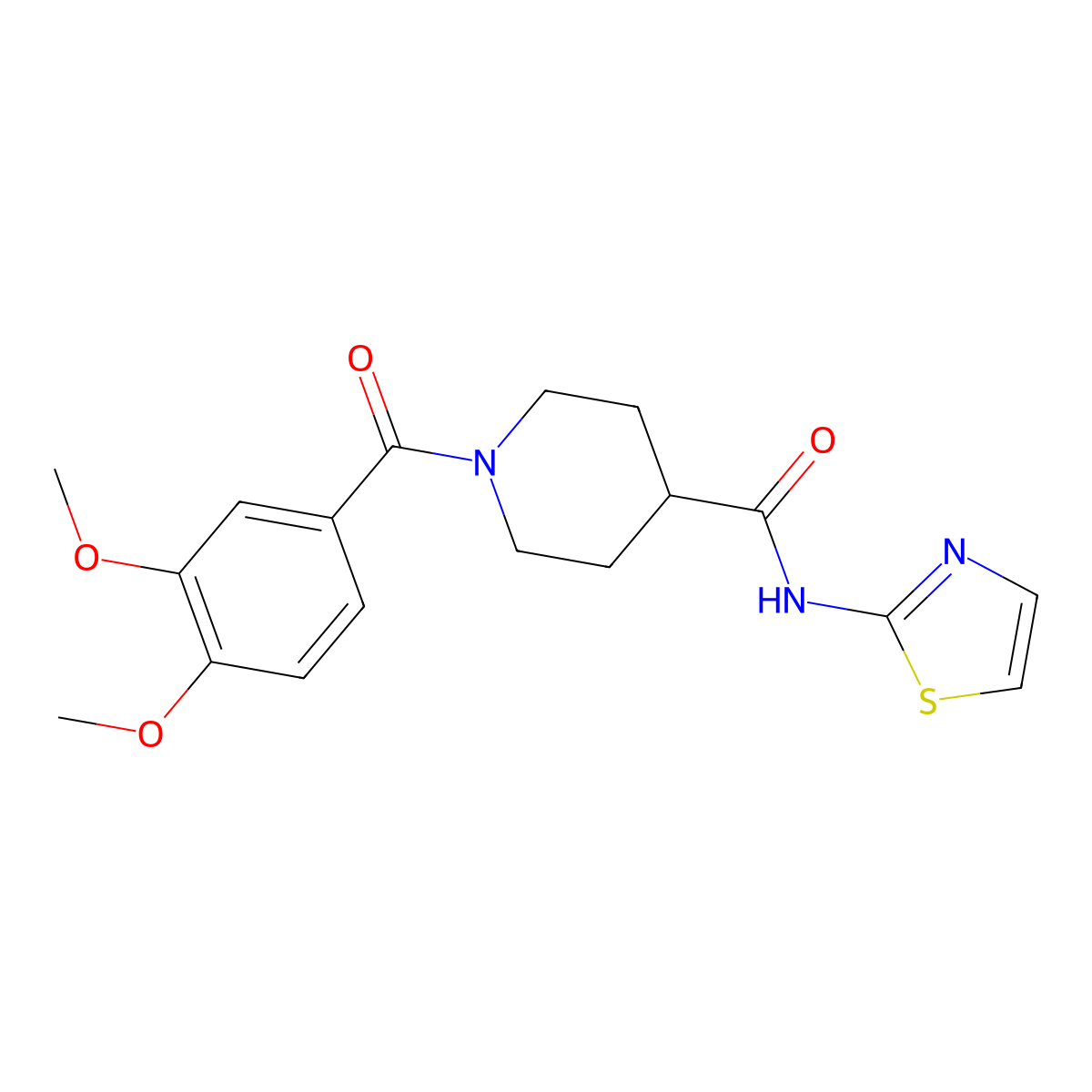 1-(3,4-dimethoxybenzoyl)-N-(thiazol-2-yl)piperidine-4-carboxamide molecular structure, CAS 1207012-16-5