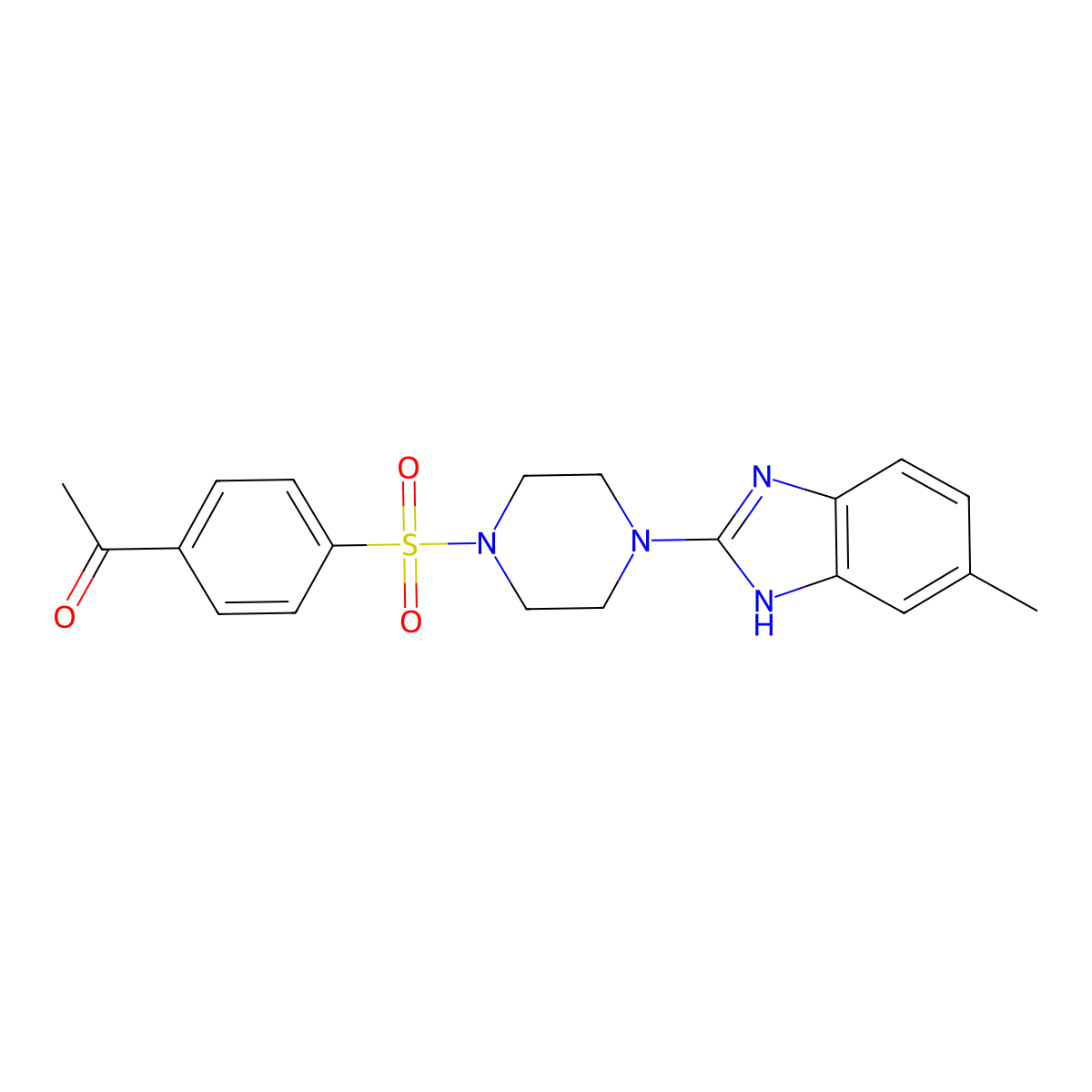 1-(4-((4-(5-methyl-1H-benzo[d]imidazol-2-yl)piperazin-1-yl)sulfonyl)phenyl)ethanone molecular structure, CAS 1207012-20-1