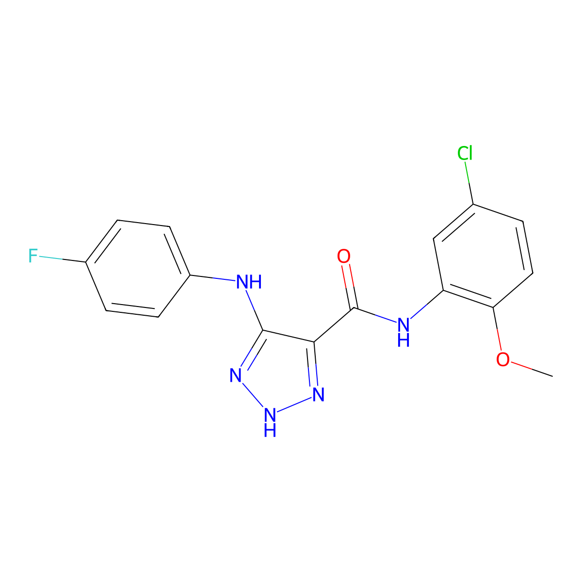 N-(5-chloro-2-methoxyphenyl)-5-[(4-fluorophenyl)amino]-1H-1,2,3-triazole-4-carboxamide molecular structure, CAS 1207012-21-2