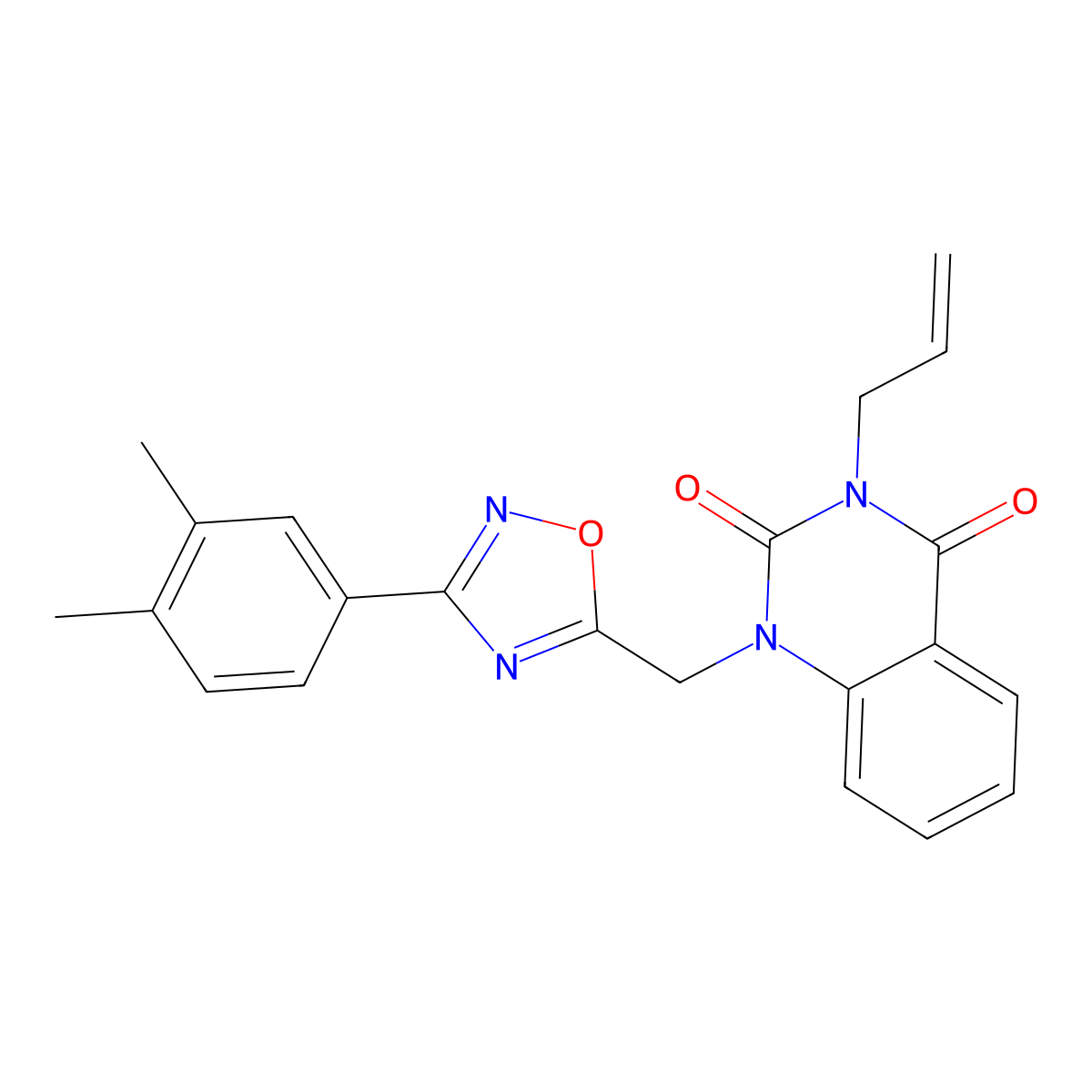 3-allyl-1-((3-(3,4-dimethylphenyl)-1,2,4-oxadiazol-5-yl)methyl)quinazoline-2,4(1H,3H)-dione molecular structure, CAS 1207012-23-4