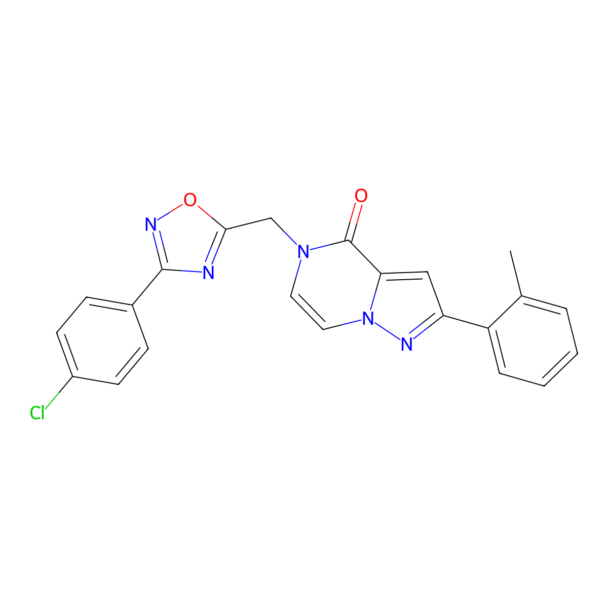 5-((3-(4-chlorophenyl)-1,2,4-oxadiazol-5-yl)methyl)-2-(o-tolyl)pyrazolo[1,5-a]pyrazin-4(5H)-one molecular structure, CAS 1207012-25-6