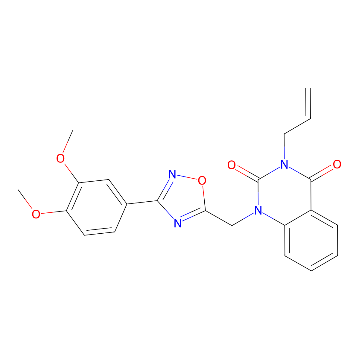 3-allyl-1-((3-(3,4-dimethoxyphenyl)-1,2,4-oxadiazol-5-yl)methyl)quinazoline-2,4(1H,3H)-dione molecular structure, CAS 1207012-28-9
