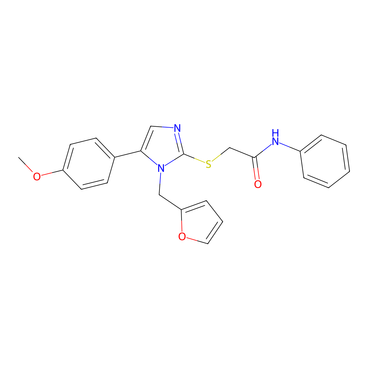 2-((1-(furan-2-ylmethyl)-5-(4-methoxyphenyl)-1H-imidazol-2-yl)thio)-N-phenylacetamide molecular structure, CAS 1207012-30-3