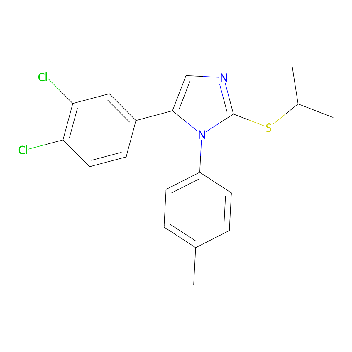 5-(3,4-dichlorophenyl)-2-(isopropylthio)-1-(p-tolyl)-1H-imidazole molecular structure, CAS 1207012-33-6