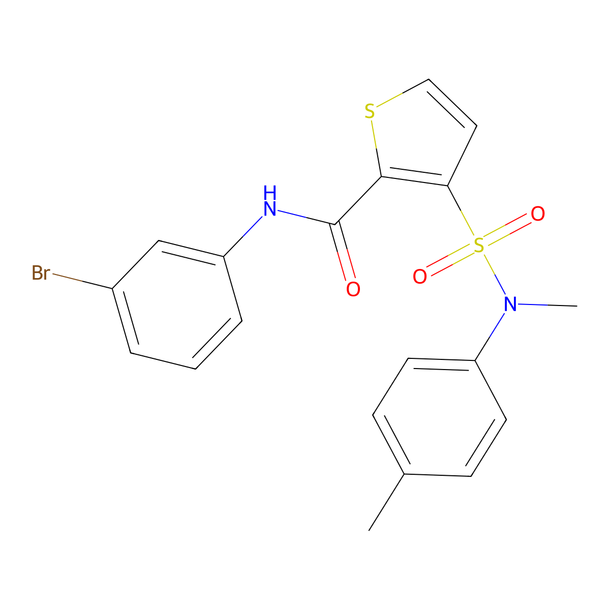N-(3-Bromophenyl)-3-[methyl(4-methylphenyl)sulfamoyl]thiophene-2-carboxamide molecular structure, CAS 1207012-34-7