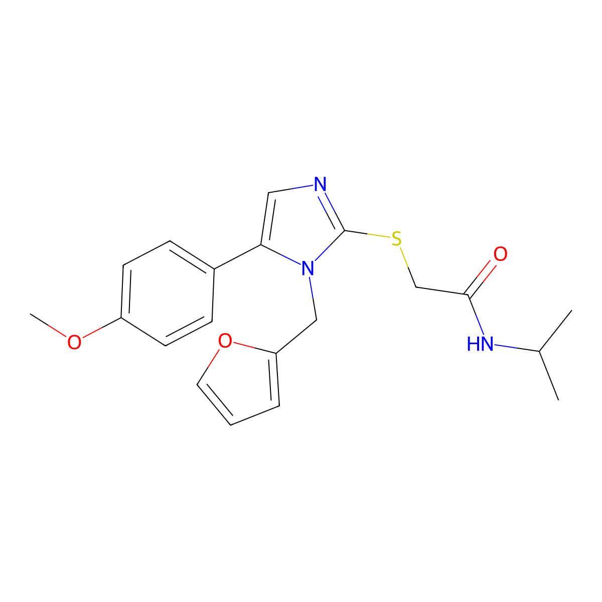 2-((1-(furan-2-ylmethyl)-5-(4-methoxyphenyl)-1H-imidazol-2-yl)thio)-N-isopropylacetamide molecular structure, CAS 1207012-37-0