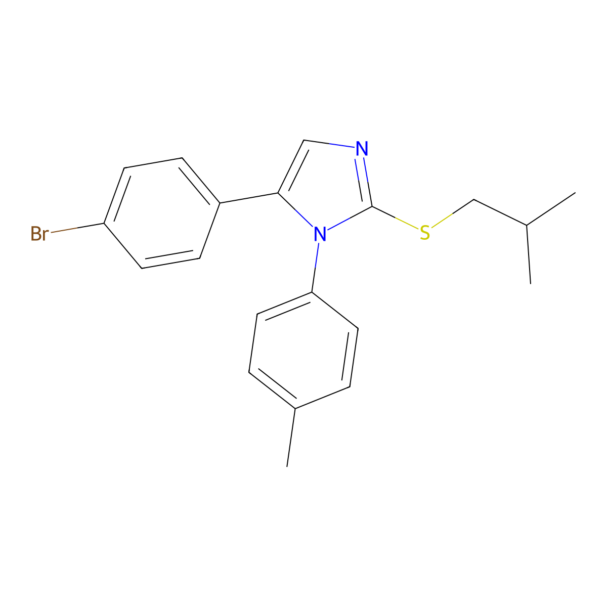 5-(4-bromophenyl)-2-(isobutylthio)-1-(p-tolyl)-1H-imidazole molecular structure, CAS 1207012-39-2