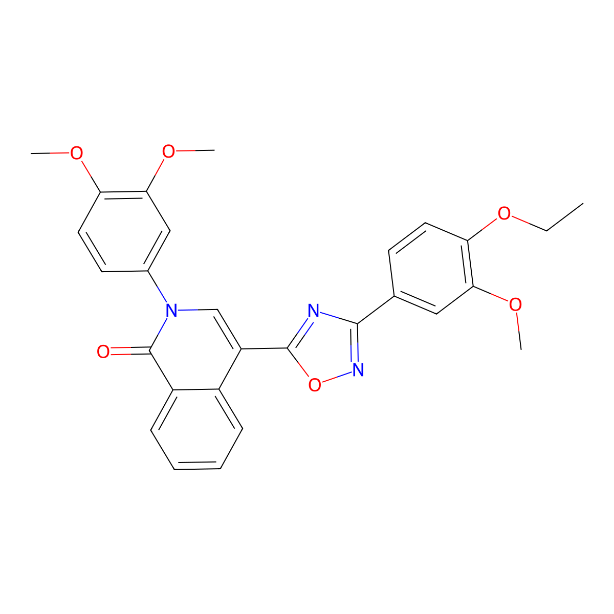 2-(3,4-dimethoxyphenyl)-4-(3-(4-ethoxy-3-methoxyphenyl)-1,2,4-oxadiazol-5-yl)isoquinolin-1(2H)-one molecular structure, CAS 1207012-41-6