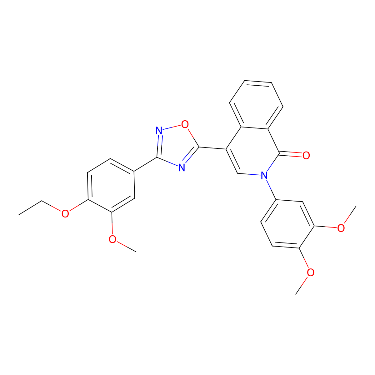 2-(3,4-dimethoxyphenyl)-4-(3-(4-ethoxy-3-methoxyphenyl)-1,2,4-oxadiazol-5-yl)isoquinolin-1(2H)-one molecular structure, CAS 1207012-41-6