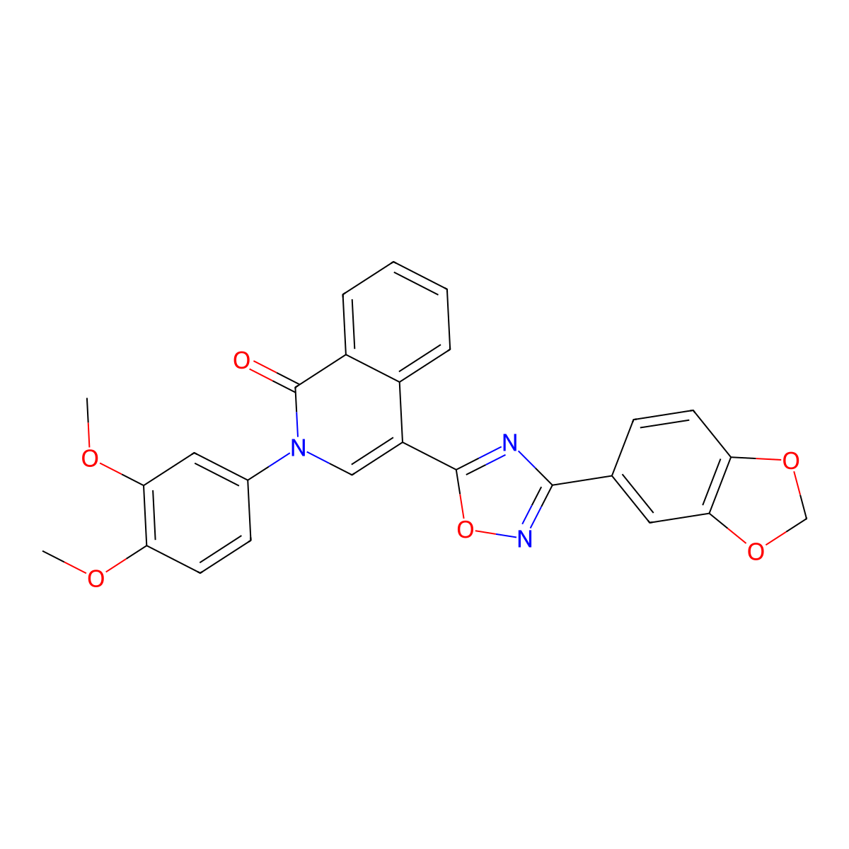 4-[3-(2H-1,3-benzodioxol-5-yl)-1,2,4-oxadiazol-5-yl]-2-(3,4-dimethoxyphenyl)-1,2-dihydroisoquinolin-1-one molecular structure, CAS 1207012-47-2