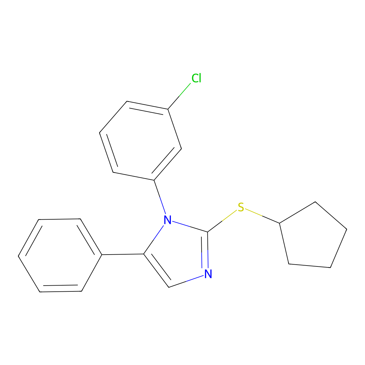 1-(3-chlorophenyl)-2-(cyclopentylthio)-5-phenyl-1H-imidazole molecular structure, CAS 1207012-50-7