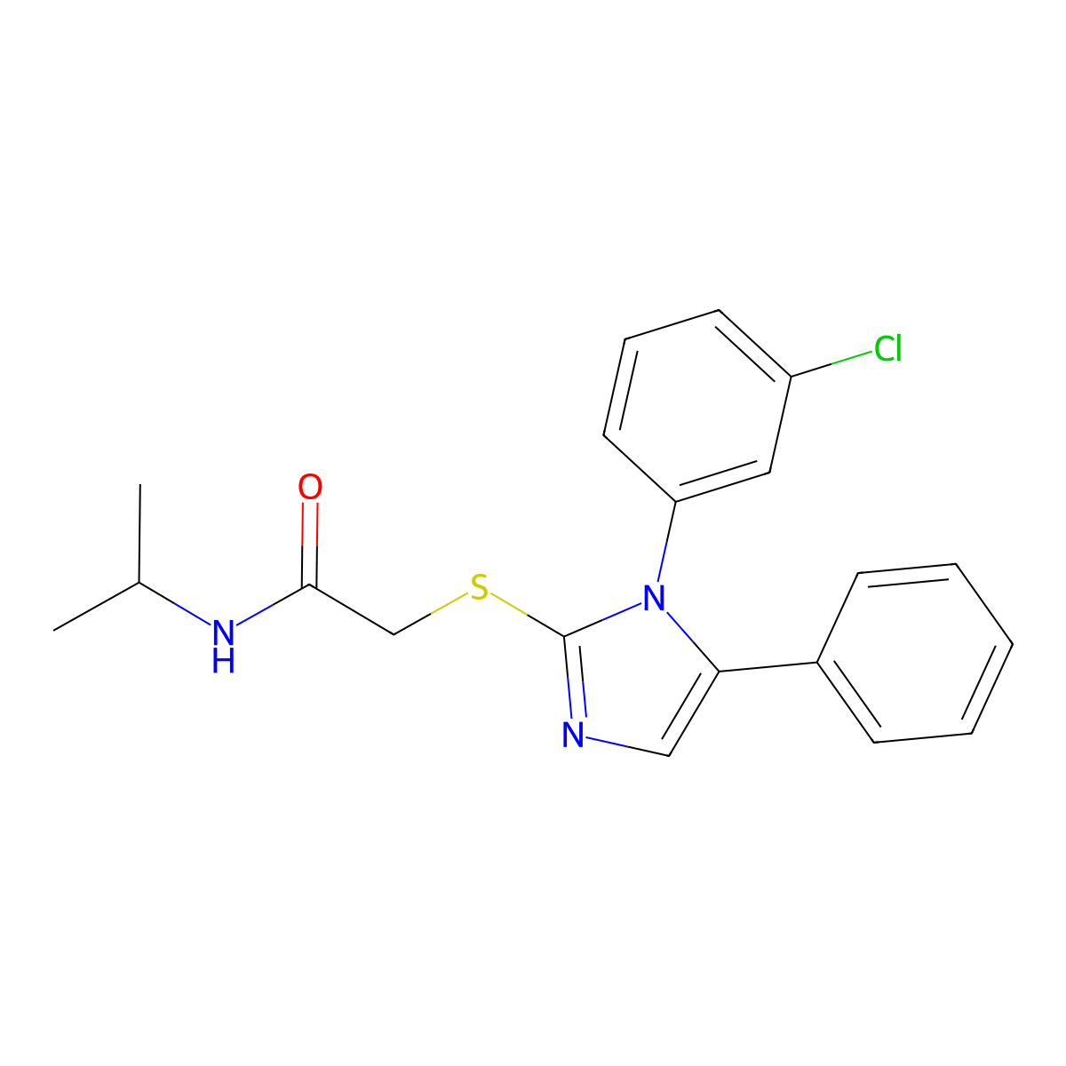 2-((1-(3-chlorophenyl)-5-phenyl-1H-imidazol-2-yl)thio)-N-isopropylacetamide molecular structure, CAS 1207012-57-4