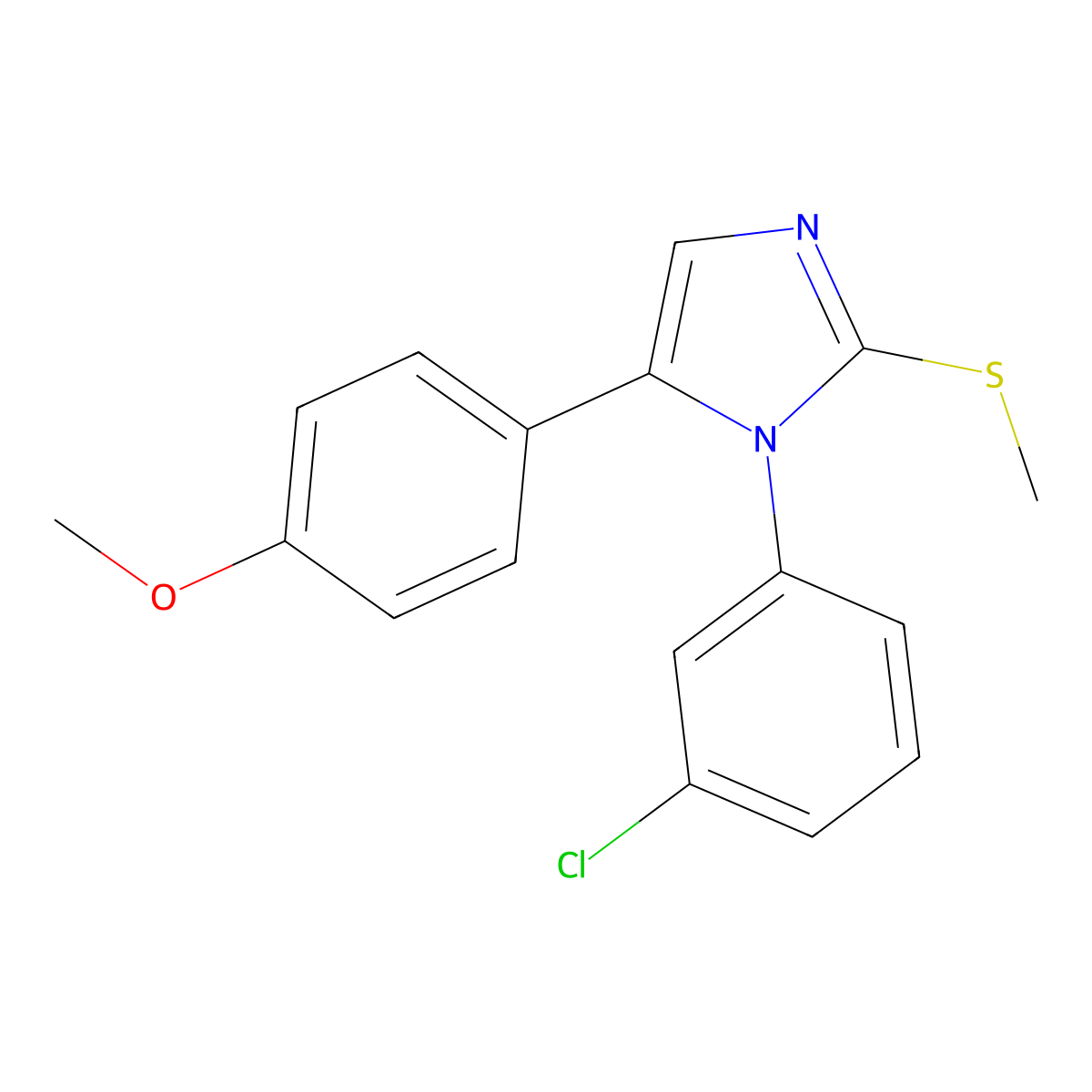 1-(3-chlorophenyl)-5-(4-methoxyphenyl)-2-(methylthio)-1H-imidazole molecular structure, CAS 1207012-61-0
