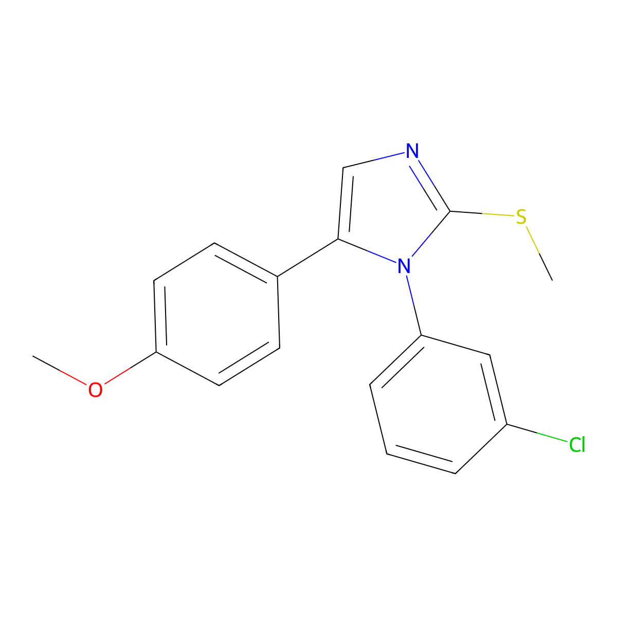 1-(3-chlorophenyl)-5-(4-methoxyphenyl)-2-(methylthio)-1H-imidazole molecular structure, CAS 1207012-61-0