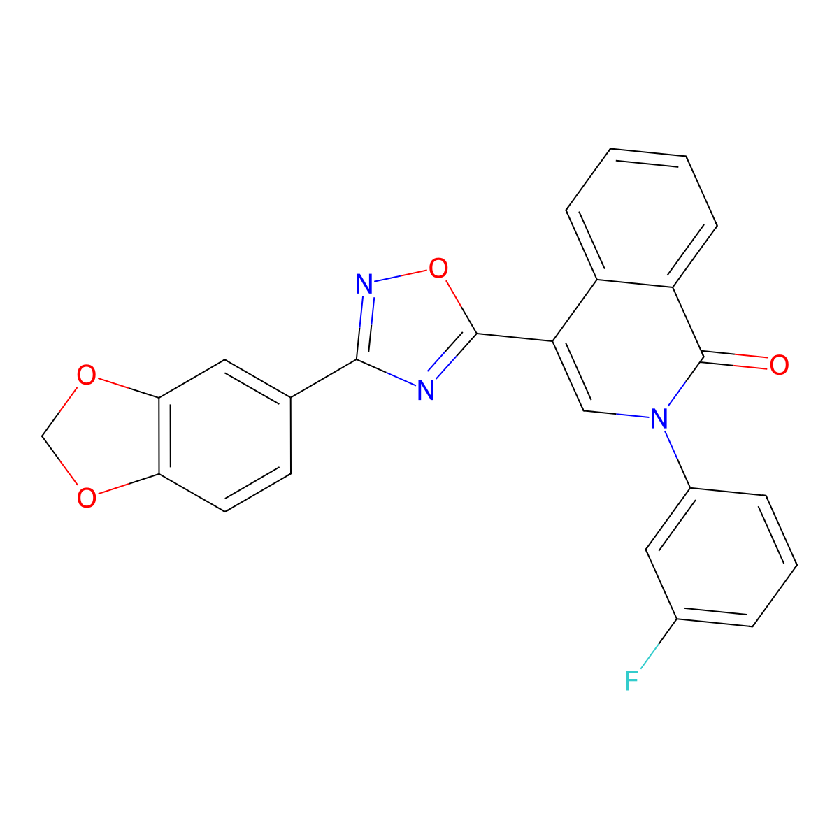 4-(3-(benzo[d][1,3]dioxol-5-yl)-1,2,4-oxadiazol-5-yl)-2-(3-fluorophenyl)isoquinolin-1(2H)-one molecular structure, CAS 1207012-63-2