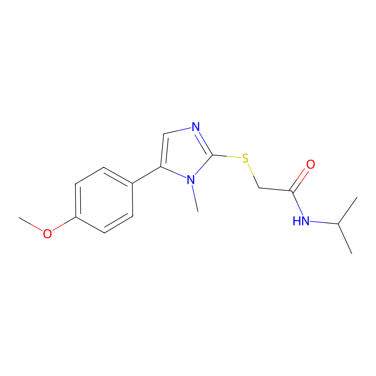 N-isopropyl-2-((5-(4-methoxyphenyl)-1-methyl-1H-imidazol-2-yl)thio)acetamide molecular structure, CAS 1207012-64-3