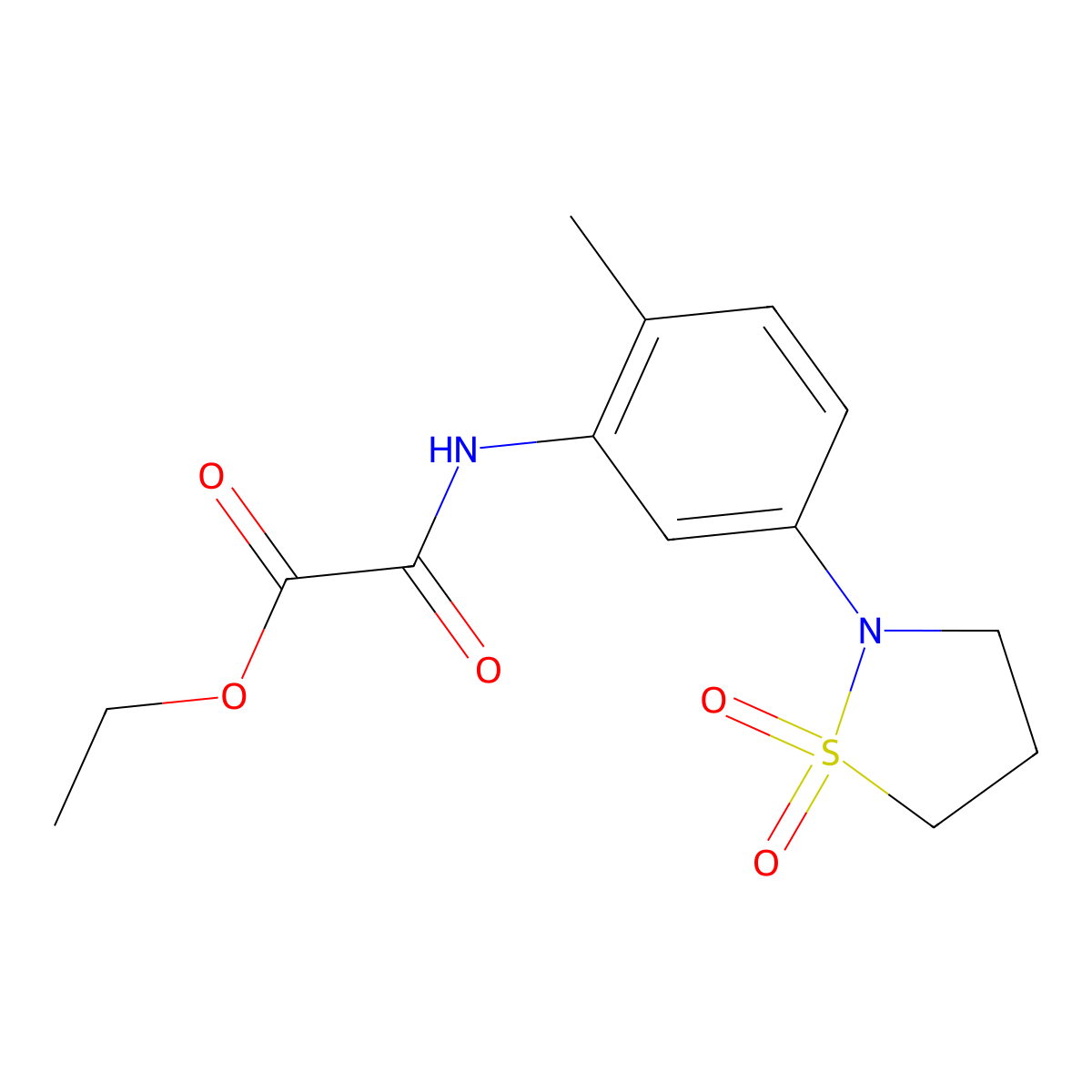 Ethyl 2-((5-(1,1-dioxidoisothiazolidin-2-yl)-2-methylphenyl)amino)-2-oxoacetate molecular structure, CAS 1207012-79-0