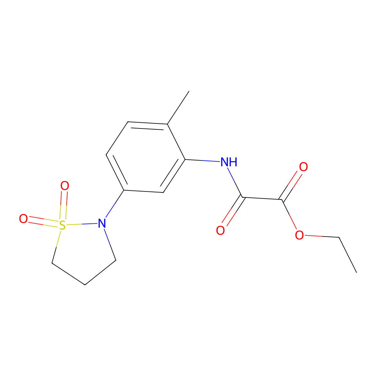 Ethyl 2-((5-(1,1-dioxidoisothiazolidin-2-yl)-2-methylphenyl)amino)-2-oxoacetate molecular structure, CAS 1207012-79-0