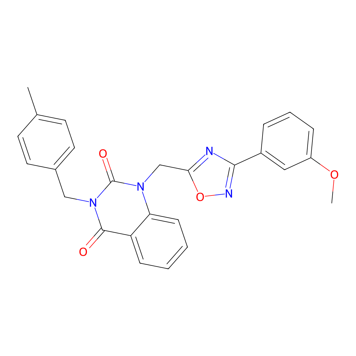 1-((3-(3-methoxyphenyl)-1,2,4-oxadiazol-5-yl)methyl)-3-(4-methylbenzyl)quinazoline-2,4(1H,3H)-dione molecular structure, CAS 1207012-82-5