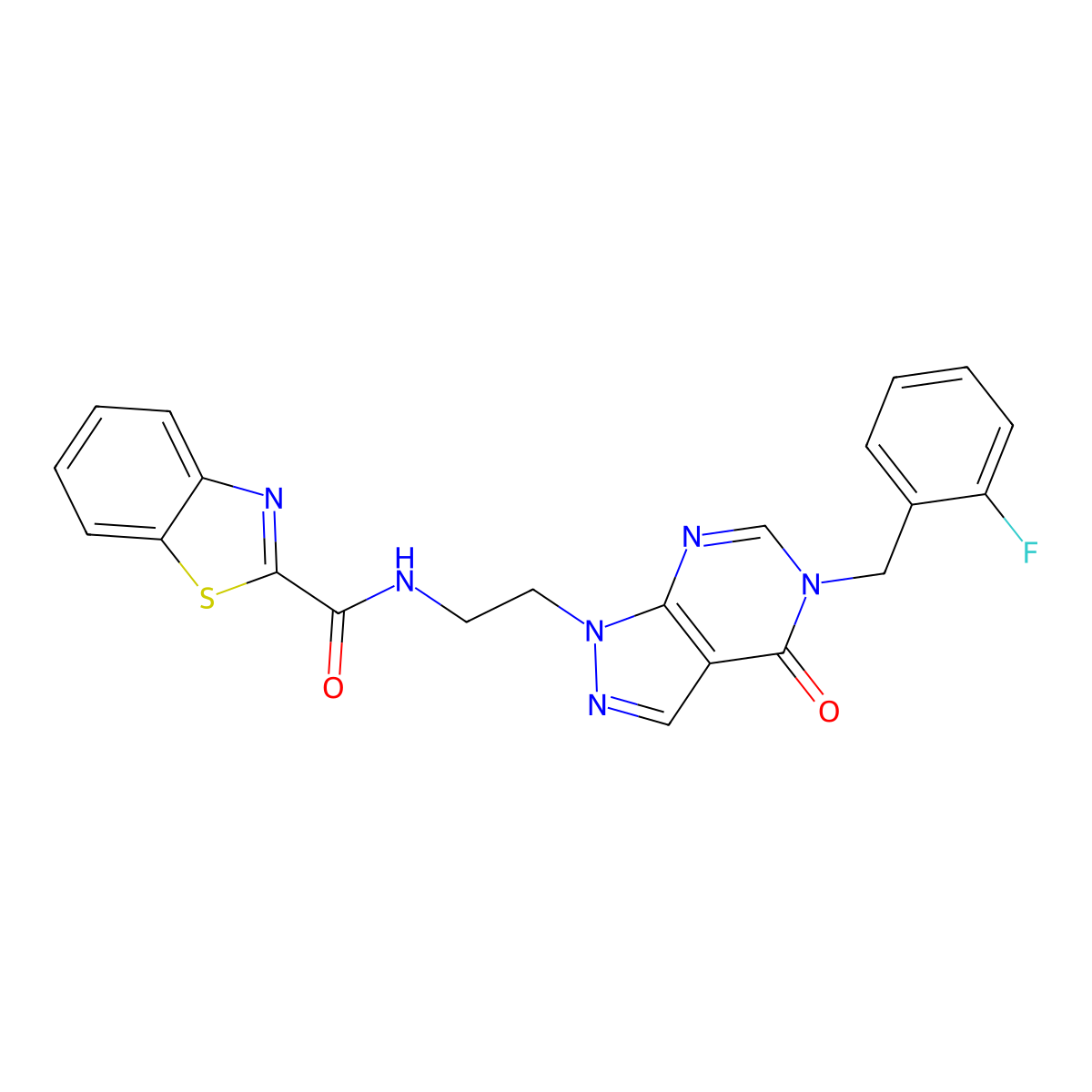N-(2-(5-(2-fluorobenzyl)-4-oxo-4,5-dihydro-1H-pyrazolo[3,4-d]pyrimidin-1-yl)ethyl)benzo[d]thiazole-2-carboxamide molecular structure, CAS 1207012-88-1