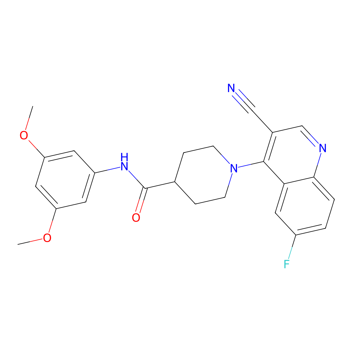 1-(3-cyano-6-fluoroquinolin-4-yl)-N-(3,5-dimethoxyphenyl)piperidine-4-carboxamide molecular structure, CAS 1207012-89-2