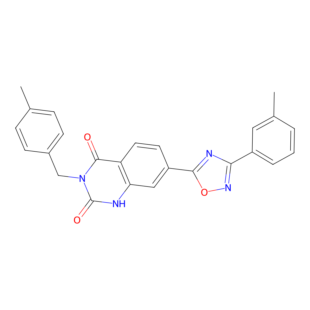 3-(4-methylbenzyl)-7-(3-(m-tolyl)-1,2,4-oxadiazol-5-yl)quinazoline-2,4(1H,3H)-dione molecular structure, CAS 1207012-98-3