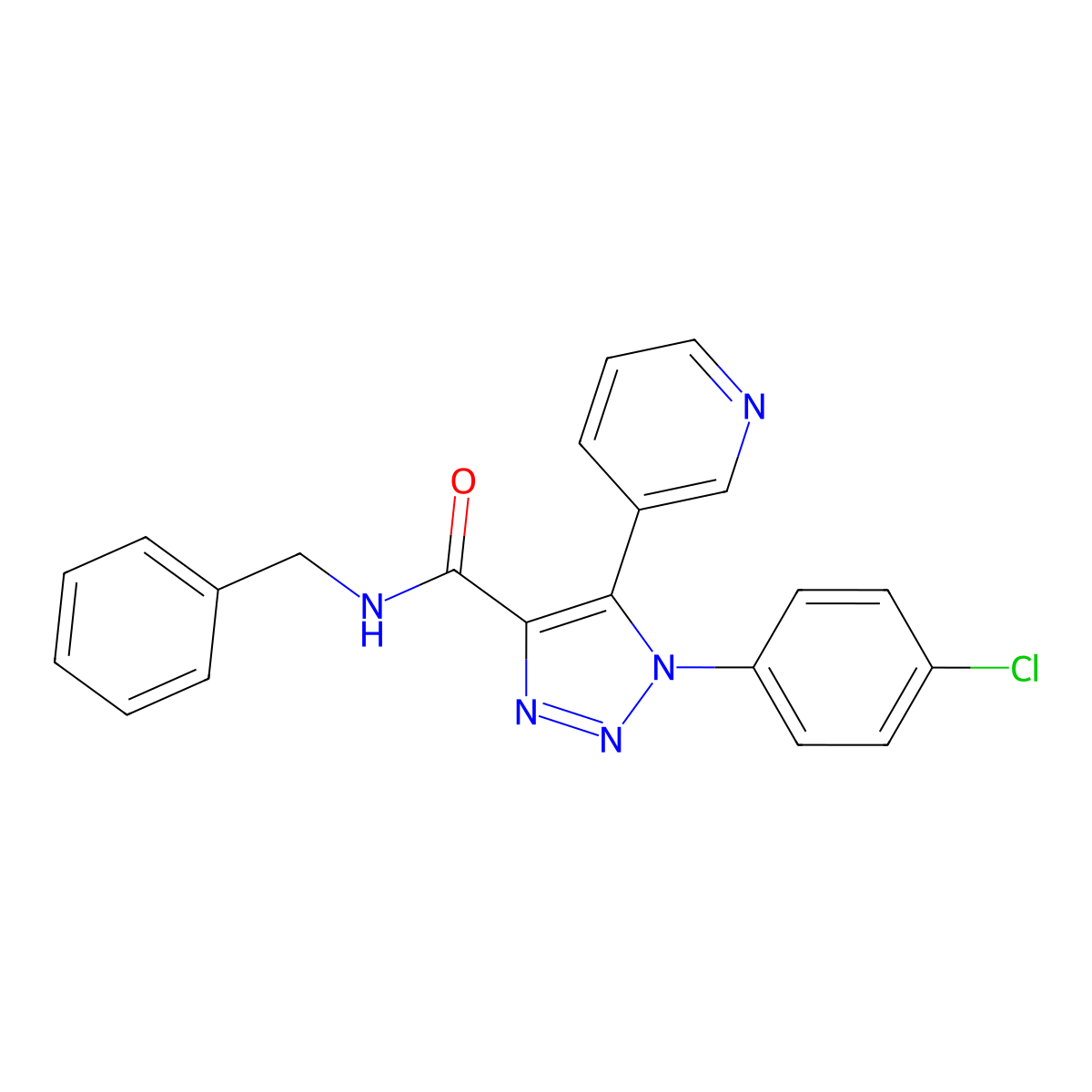 N-benzyl-1-(4-chlorophenyl)-5-(pyridin-3-yl)-1H-1,2,3-triazole-4-carboxamide molecular structure, CAS 1207012-99-4