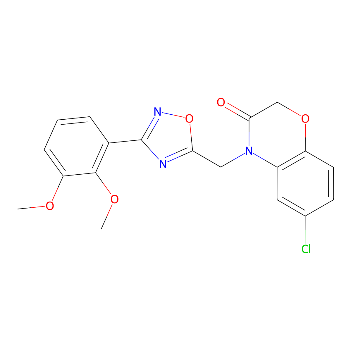 6-chloro-4-((3-(2,3-dimethoxyphenyl)-1,2,4-oxadiazol-5-yl)methyl)-2H-benzo[b][1,4]oxazin-3(4H)-one molecular structure, CAS 1207013-06-6