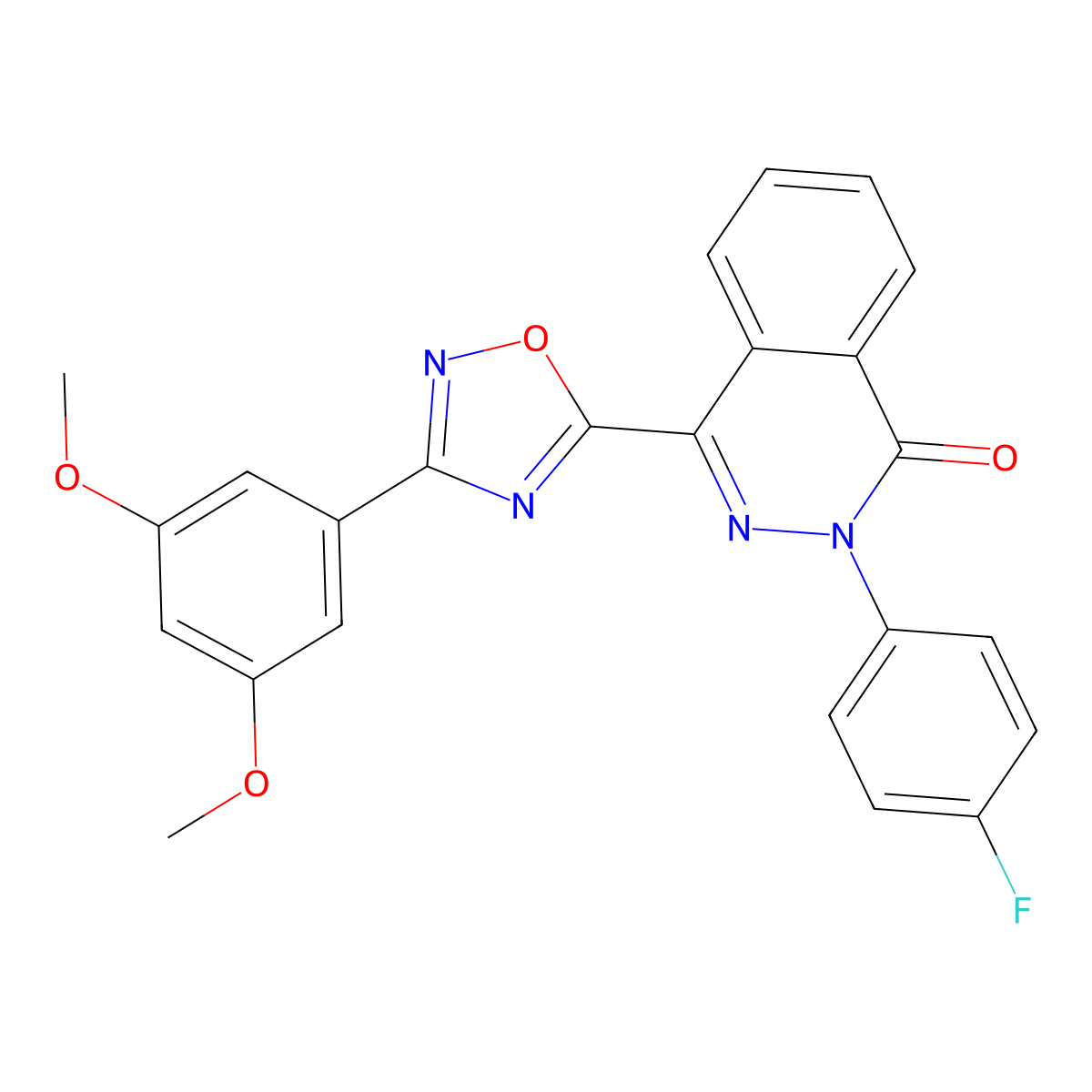 4-[3-(3,5-dimethoxyphenyl)-1,2,4-oxadiazol-5-yl]-2-(4-fluorophenyl)phthalazin-1(2H)-one molecular structure, CAS 1207013-07-7