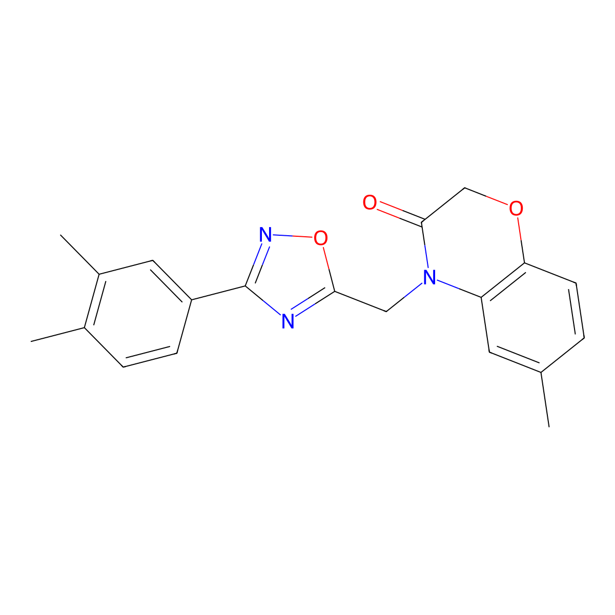 4-{[3-(3,4-dimethylphenyl)-1,2,4-oxadiazol-5-yl]methyl}-6-methyl-3,4-dihydro-2H-1,4-benzoxazin-3-one molecular structure, CAS 1207013-10-2