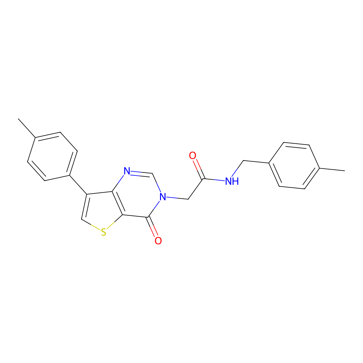 N-(4-methylbenzyl)-2-[7-(4-methylphenyl)-4-oxothieno[3,2-d]pyrimidin-3(4H)-yl]acetamide molecular structure, CAS 1207013-15-7