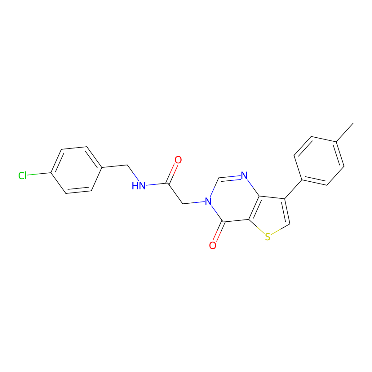 N-(4-chlorobenzyl)-2-[7-(4-methylphenyl)-4-oxothieno[3,2-d]pyrimidin-3(4H)-yl]acetamide molecular structure, CAS 1207013-19-1