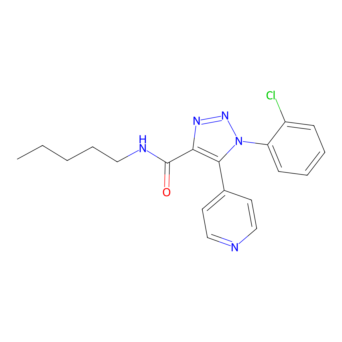 1-(2-chlorophenyl)-N-pentyl-5-(pyridin-4-yl)-1H-1,2,3-triazole-4-carboxamide molecular structure, CAS 1207013-23-7