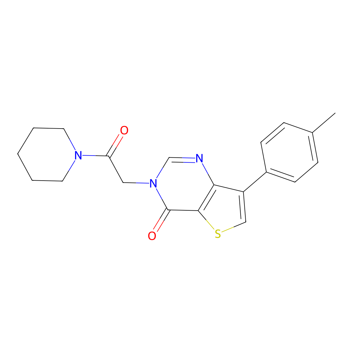 3-(2-oxo-2-(piperidin-1-yl)ethyl)-7-(p-tolyl)thieno[3,2-d]pyrimidin-4(3H)-one molecular structure, CAS 1207013-24-8