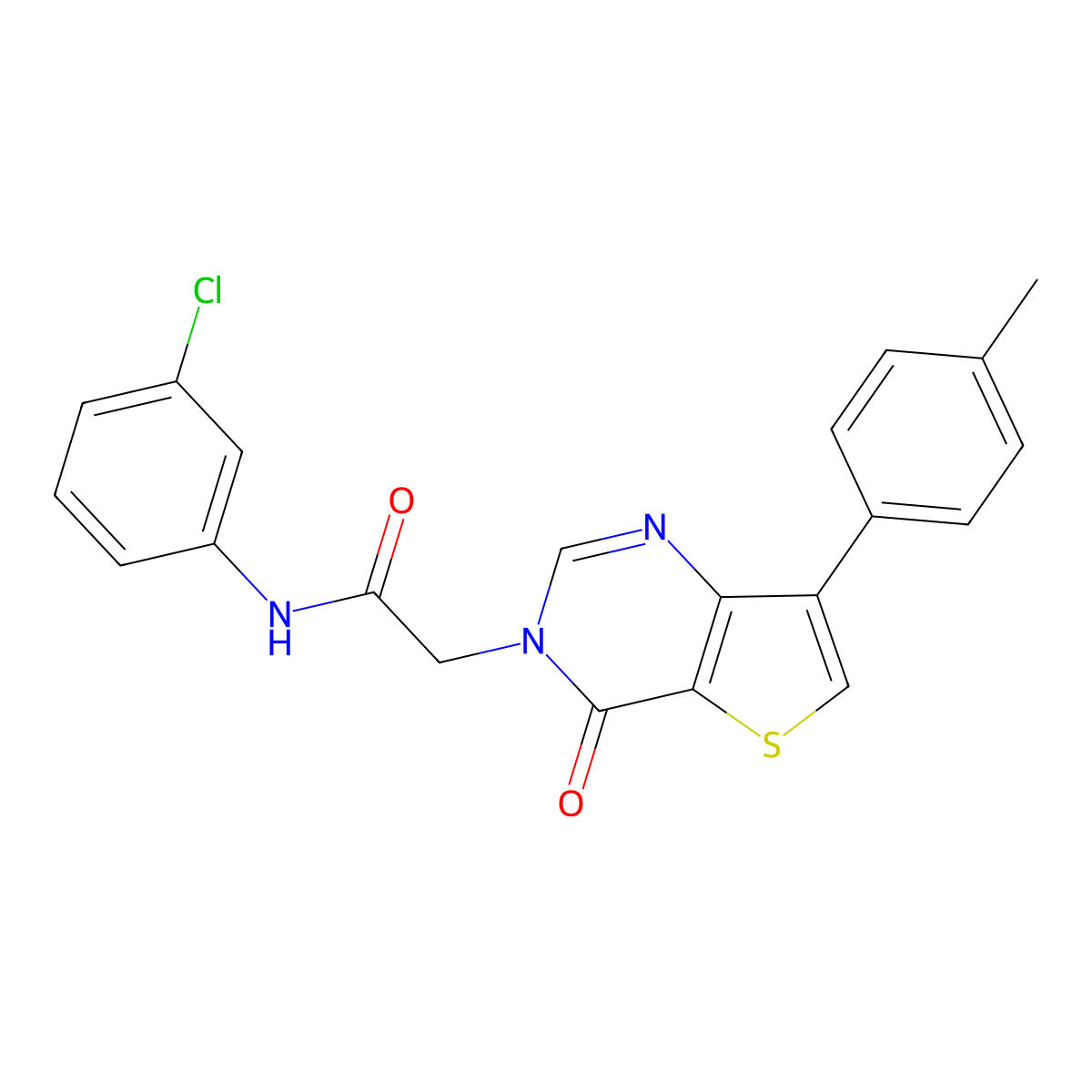 N-(3-chlorophenyl)-2-[7-(4-methylphenyl)-4-oxothieno[3,2-d]pyrimidin-3(4H)-yl]acetamide molecular structure, CAS 1207013-30-6