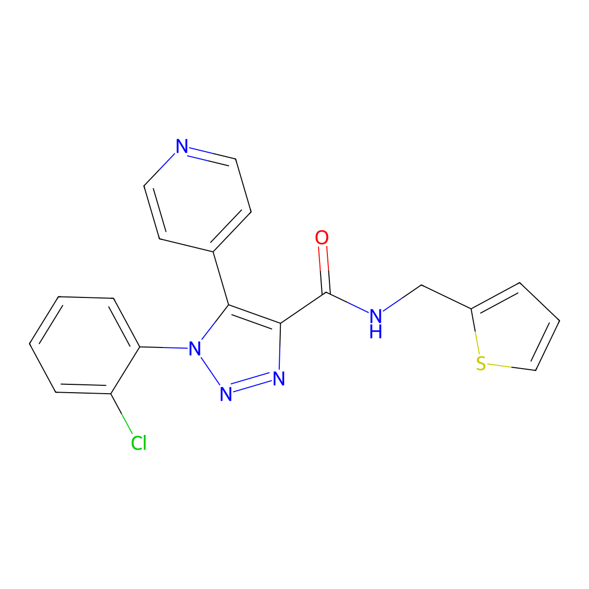 1-(2-chlorophenyl)-5-(pyridin-4-yl)-N-(thiophen-2-ylmethyl)-1H-1,2,3-triazole-4-carboxamide molecular structure, CAS 1207013-31-7