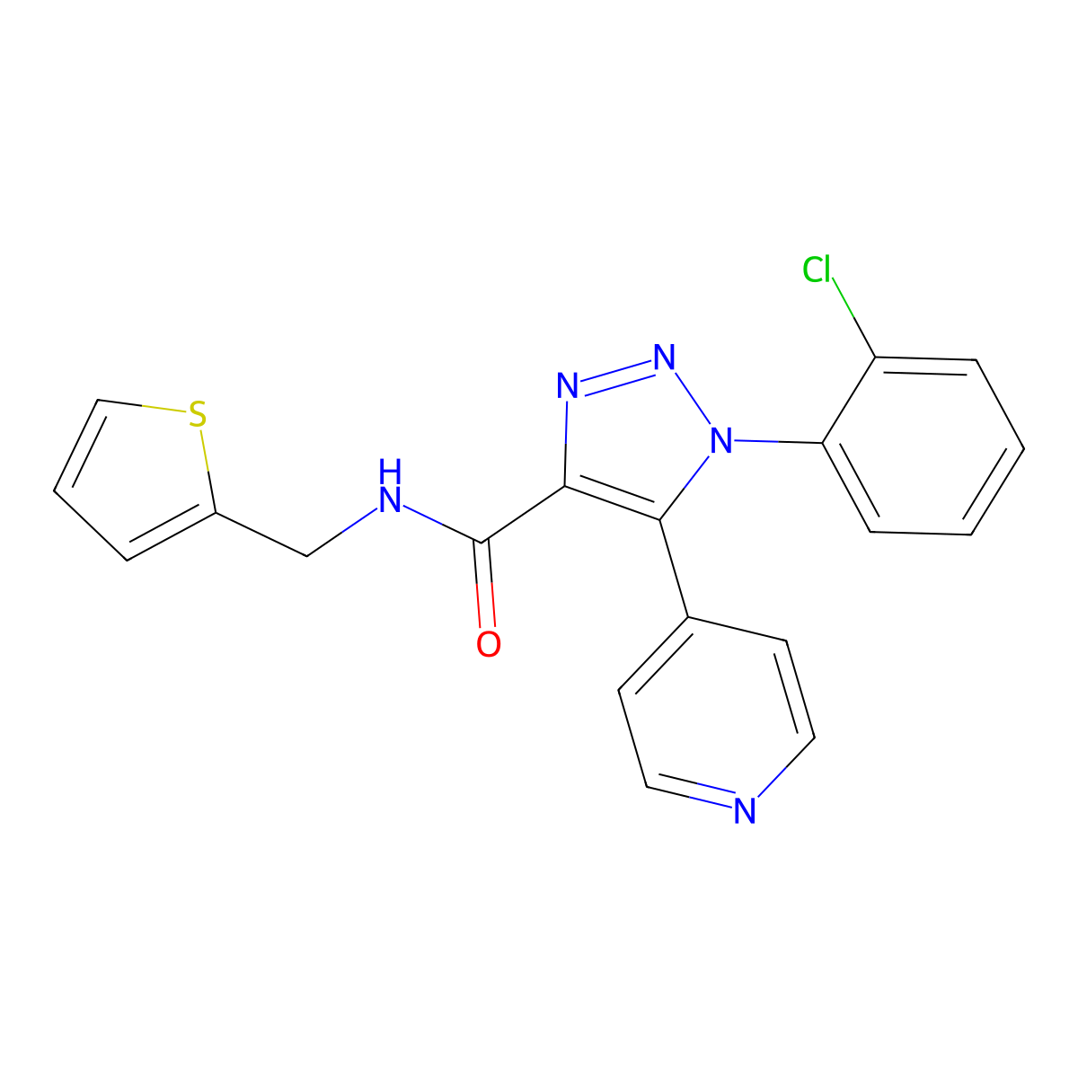 1-(2-chlorophenyl)-5-(pyridin-4-yl)-N-(thiophen-2-ylmethyl)-1H-1,2,3-triazole-4-carboxamide molecular structure, CAS 1207013-31-7