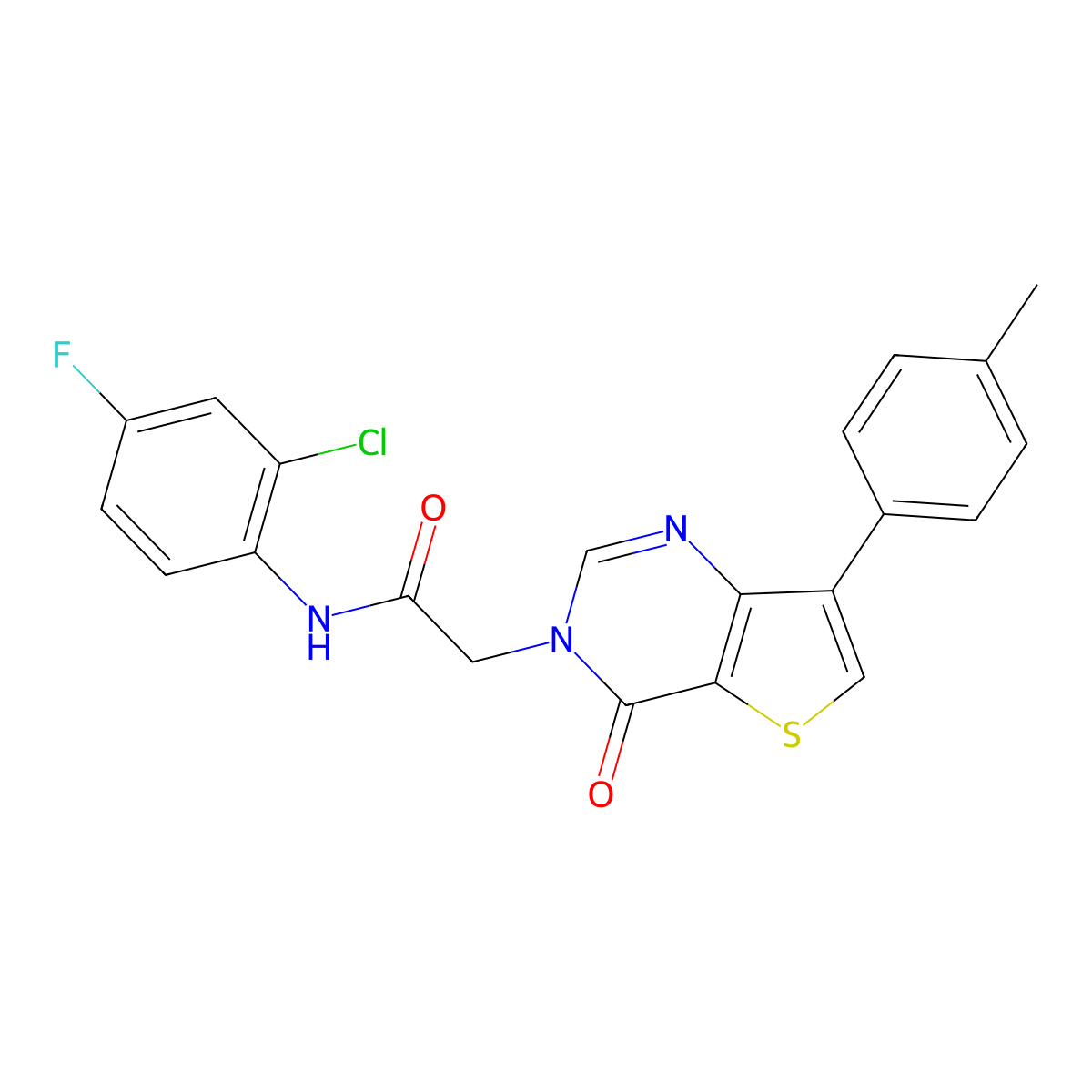 N-(2-chloro-4-fluorophenyl)-2-[7-(4-methylphenyl)-4-oxothieno[3,2-d]pyrimidin-3(4H)-yl]acetamide molecular structure, CAS 1207013-35-1