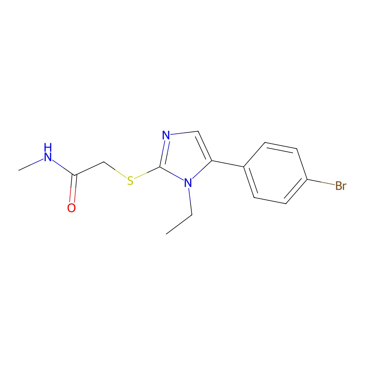 2-((5-(4-bromophenyl)-1-ethyl-1H-imidazol-2-yl)thio)-N-methylacetamide molecular structure, CAS 1207013-36-2