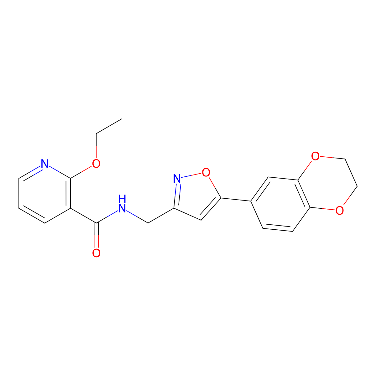N-((5-(2,3-dihydrobenzo[b][1,4]dioxin-6-yl)isoxazol-3-yl)methyl)-2-ethoxynicotinamide molecular structure, CAS 1207013-37-3