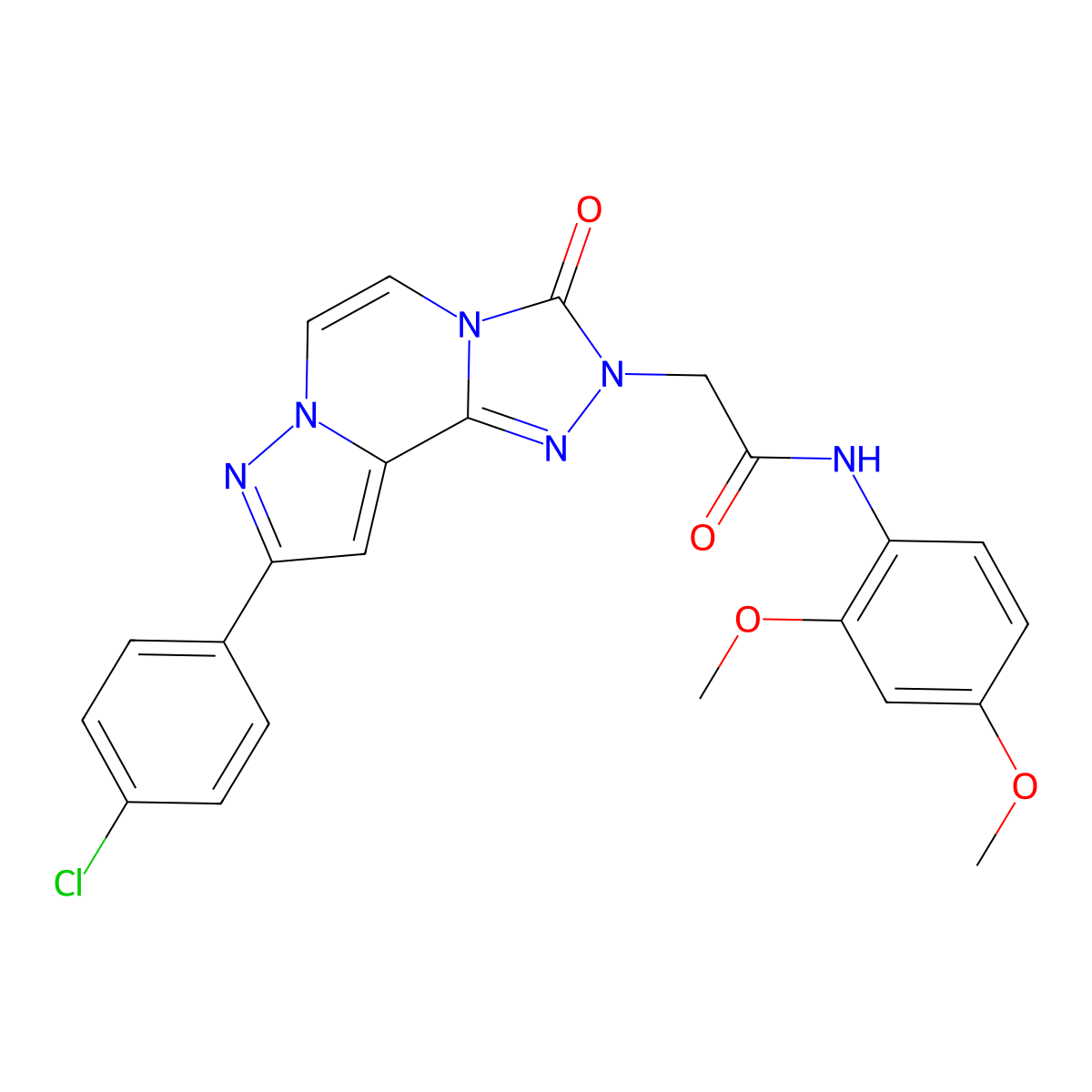 2-[11-(4-chlorophenyl)-5-oxo-3,4,6,9,10-pentaazatricyclo[7.3.0.0^{2,6}]dodeca-1(12),2,7,10-tetraen-4-yl]-N-(2,4-dimethoxyphenyl)acetamide molecular structure, CAS 1207013-40-8