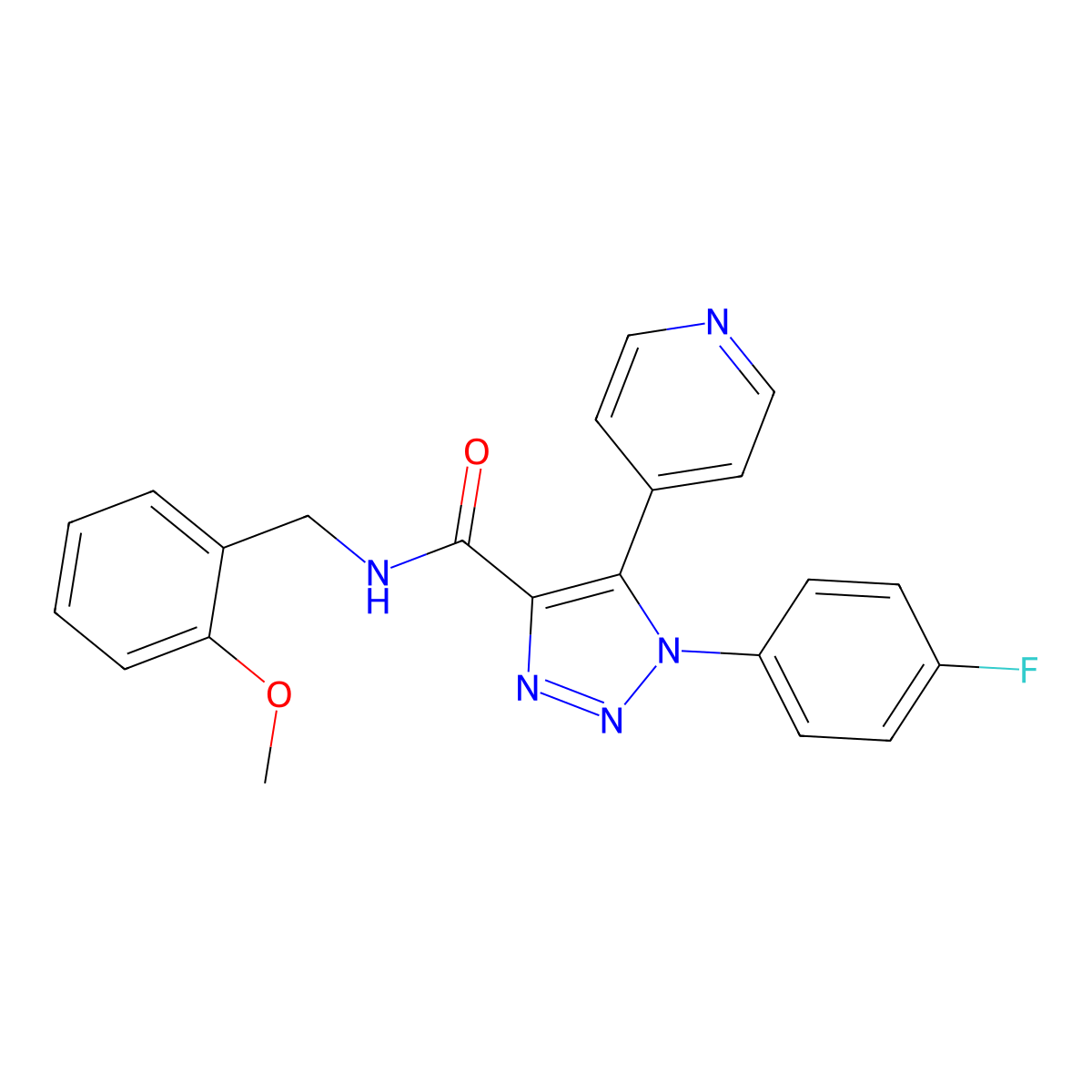 1-(4-fluorophenyl)-N-[(2-methoxyphenyl)methyl]-5-(pyridin-4-yl)-1H-1,2,3-triazole-4-carboxamide molecular structure, CAS 1207013-47-5
